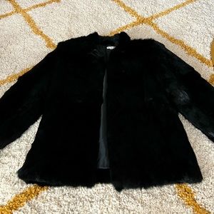 Black rabbit fur coat.